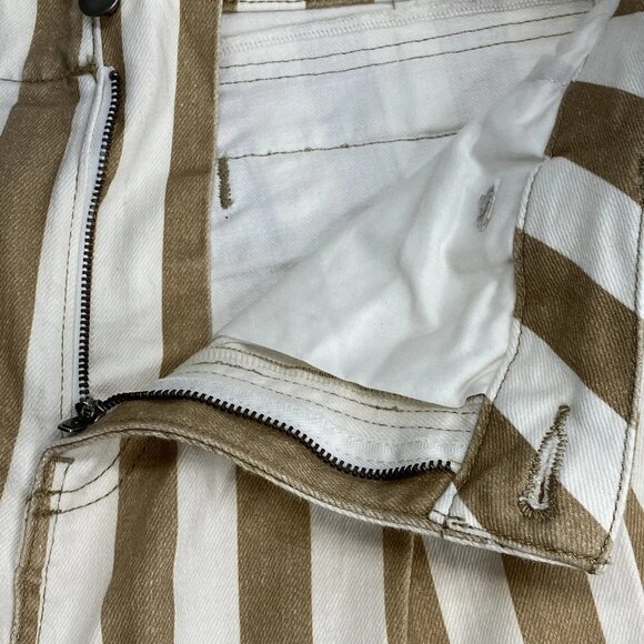 Maeve Women’s High-Rise Wide-Leg Jeans – Khaki Brown/White Stripe – Size 30 - Picture 7 of 9